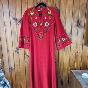 Embroidered red dress